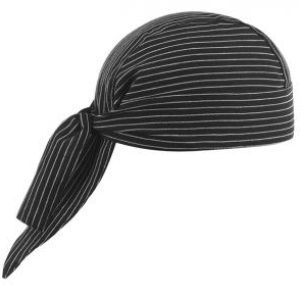 Kuchařský šátek na hlavu EGOchef – jemné bílé pásy