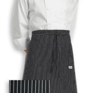 Kuchařská zástěra nízká s kapsou EGOchef – jemné bílé pásy