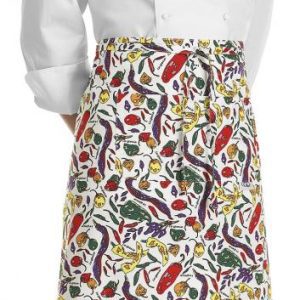Kuchařská zástěra nízká EGOchef – vzor papriky bílé s kapsou