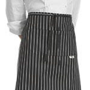 Kuchařská zástěra nízká s kapsou EGOchef – široké bílé pásy