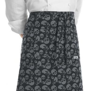 Kuchařská zástěra nízká EGOchef s kapsou – vzor smrtky