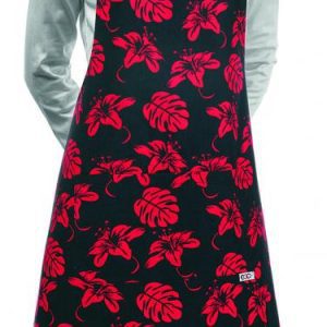 Kuchařská zástěra ke krku EGOchef DÁMSKA s kapsou – ibišek