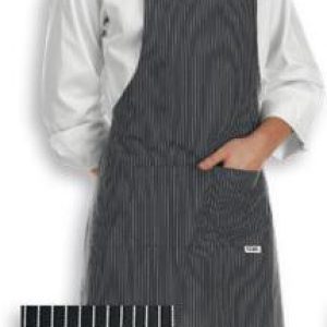 Kuchařská zástěra ke krku EGOchef – jemné bílé pásy