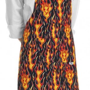 Kuchařská zástěra ke krku EGOchef s kapsou – plameny