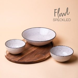 Set Flowl – Misky Gaya Atelier šedé skvrnité + Podnos Triangle Agát