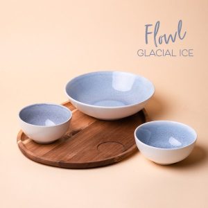 Set Flowl – Misky Gaya Atelier Glacial Ice + Podnos Triangle Agát