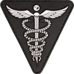 Nášivka gumová 3D: Lékařský symbol – Caduceus černá