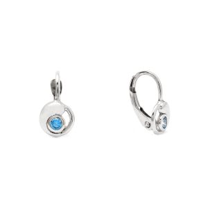 Zlaté dětské náušnice GIRIJA s modrým zirkonem z bílého zlata