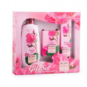 Dárková sada – sprchový gel, mýdlo a krém na ruce z růží Rose of Bulgaria
