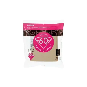 Hario V60-02 papírové filtry nebělené VCF-02-100M 100 ks