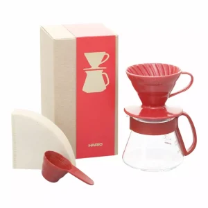 Hario V60-01 Pour Over Kit Ceramic, červený