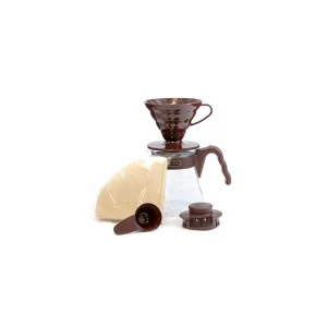 Hario sada V60-02 Pour Over Kit plastový hnědý