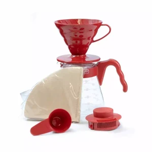 Hario V60-02 Pour Over Kit 700 ml, červený