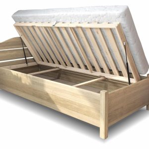 Zvýšená postel jednolůžko s úložným prostorem MARIA, masiv dub, rošt v ceně