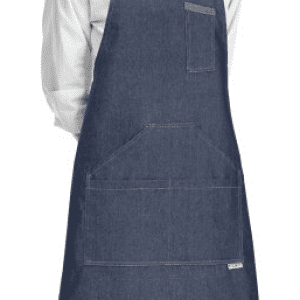 Kuchařská zástěra EGOchef ke krku s kapsami – jeans