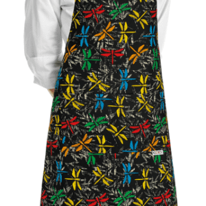 Kuchařská zástěra EGOchef ke krku s kapsou – vzor vážky