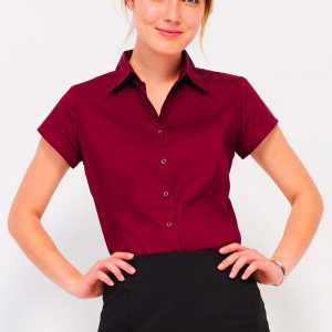 Dámská číšnická halenka SOL´S krátký rukáv – Bordó L