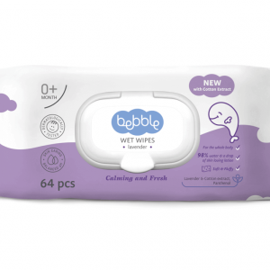 Dětské vlhčené ubrousky s levandulí Bebble 64 ks