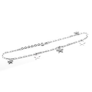 Zlatý náramek na nohu s HVĚZDICEMI z bílého zlata
