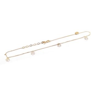 Zlatý náramek na nohu se ČTYŘLÍSTKY