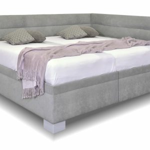 Rohová čalouněná postel Niobe, s úložným prostorem, 160×200 cm