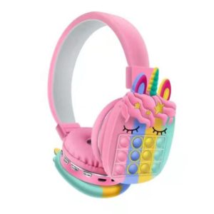 Oxe Bluetooth bezdrátová dětská sluchátka Pop It, jednorožec, růžová