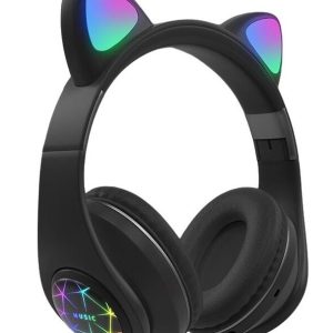 Oxe Bluetooth bezdrátová dětská sluchátka s ouškama, černá