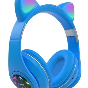 Oxe Bluetooth bezdrátová dětská sluchátka s ouškama, modrá