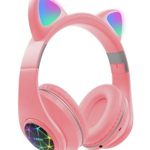 Oxe Bluetooth bezdrátová dětská sluchátka s ouškama, růžová