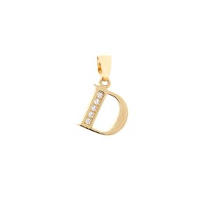 Zlatý přívěsek D se zirkony