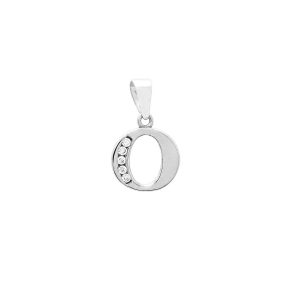 Zlatý přívěsek O se zirkony white