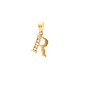 Zlatý přívěsek R se zirkony
