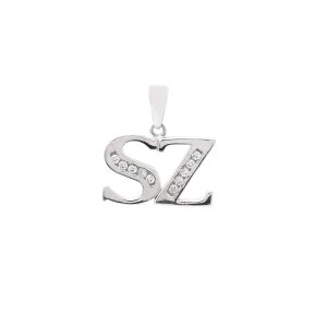 Zlatý přívěsek SZ se zirkony white