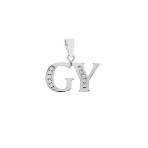 Zlatý přívěsek GY se zirkony white