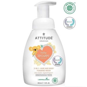 Dětská sprchová pěna (2v1) s vůní hruškové šťávy Baby leaves Attitude 295ml