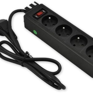 PD.0401.001 – 10″ napájecí panel 1U, 4 x 230 V, vypínač