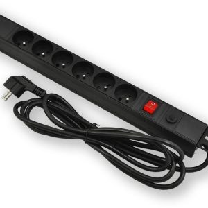 PD.0601.001 – 19″ nap. panel, 1U, 6 x 230 V, vypínač, pojistka