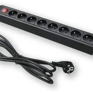 PD.0801.001 – 19″ napájecí panel, 1U, 8 x 230 V, vypínač