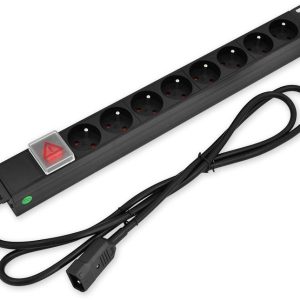 PD.0810.100 – 19″ nap. panel, 1U, 8 x 230 V, vyp., zástrčka C14