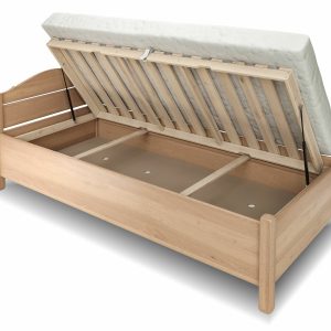 Zvýšená postel jednolůžko s úložným prostorem MARIA, masiv buk, rošt v ceně