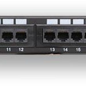 PP-112 24P/C5E – černá – 19″ patch panel 1U, 24 portů C5E