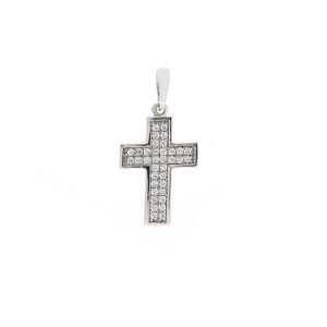 Prívesok ZIRKÓNOVÝ KRÍŽ z bieleho zlata