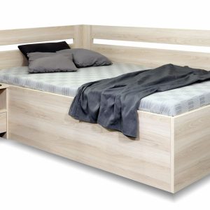 Rohová postel Richardo 120×200 s úložným prostorem a roštem, levá