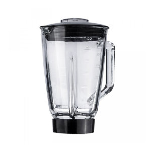 Skleněný mixovací džbán Elite Electronics® o objemu 1,5 litru s plastovým víkem pro kuchyňský robot