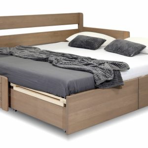 Rozkládací postel s úložným prostorem FUEGO – Pravá, masiv buk