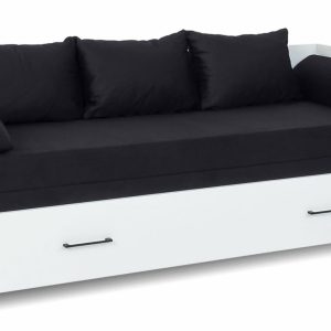 Rozkládací postel s matracemi a polštáři TETRIS, bílá lesk/černá