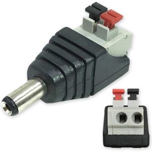 RX-BNA05-M – 2,1 mm – redukce napájení CCTV, pružinové svorky, samec