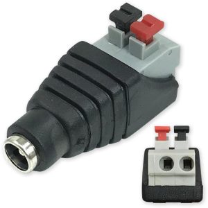 RX-BNA07-F – 2,1 mm – redukce napájení CCTV, pružinové svorky, samice