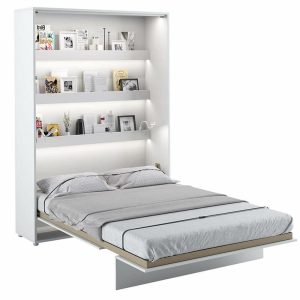 Vysoká sklápěcí postel dvoulůžko MONTERASSO, 140×200, bílá lesk