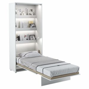 Vysoká sklápěcí postel ve skříni MONTERASSO, 90×200, bílá lesk